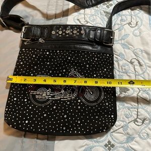 Motorcycle detail purse, faux black leather with very cute beaded detail